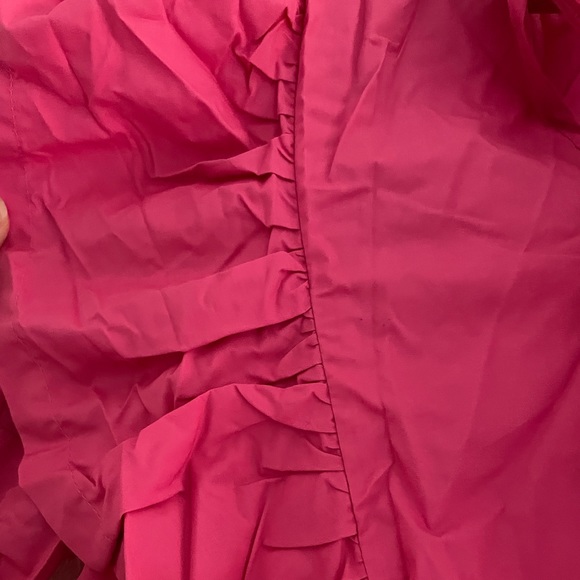 SHEIN Neon Pink Tie Neck Exaggerate Ruffle Trim Top - Picture 8 of 11